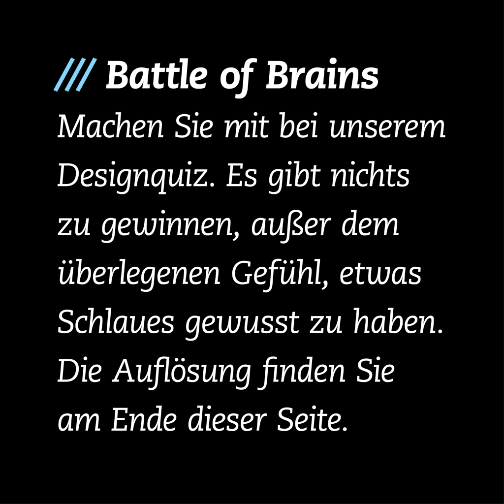 Der Einleitungstext von unserem Designquiz