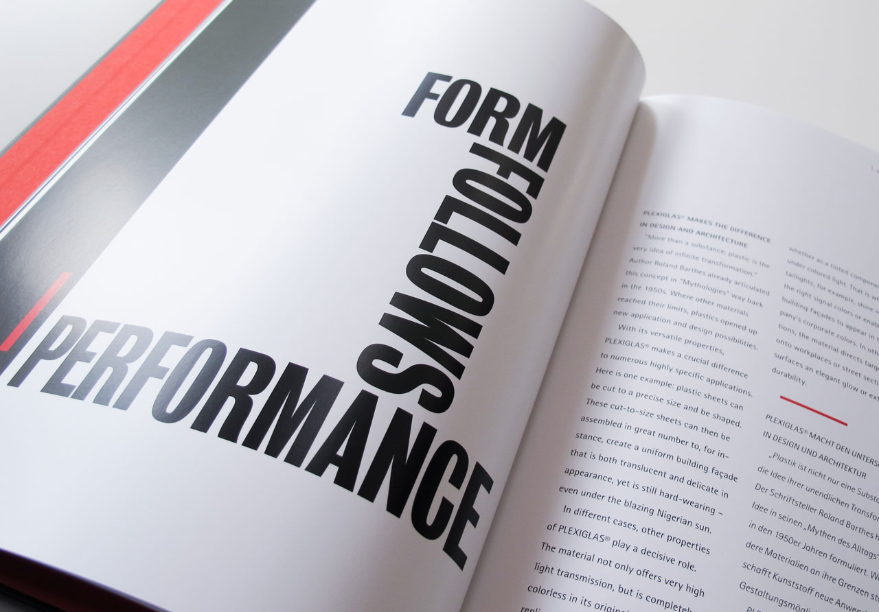 The Book of Possibilities – Inspiring Design with PLEXIGLAS®: Kapiteltitelseite „Form follows Performance“