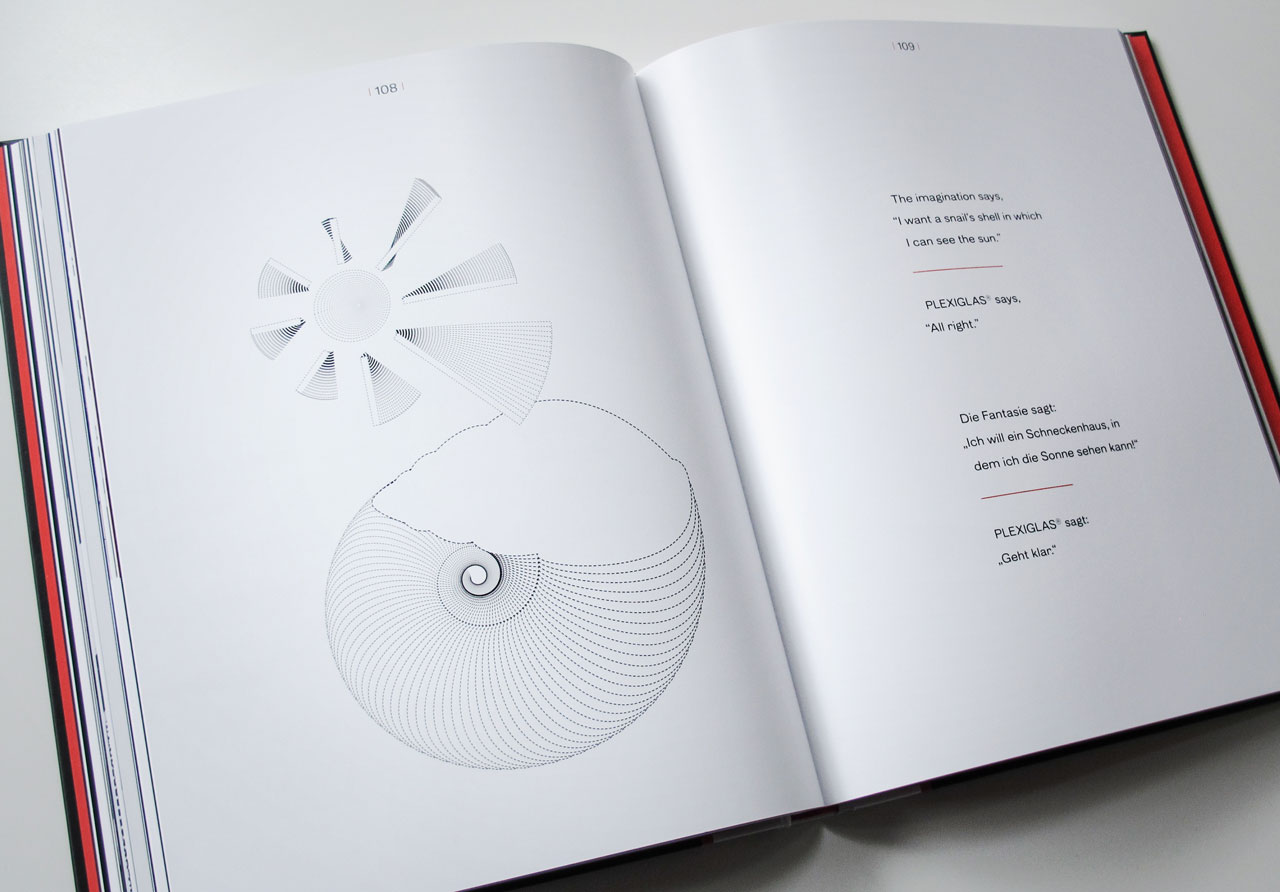 The Book of Possibilities – Inspiring Design with PLEXIGLAS®: Doppelseite mit der Illustration einer Sonne