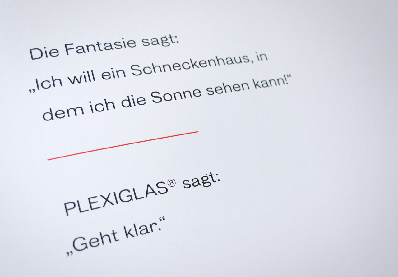 The Book of Possibilities – Inspiring Design with PLEXIGLAS®: Innenseite mit Typografie