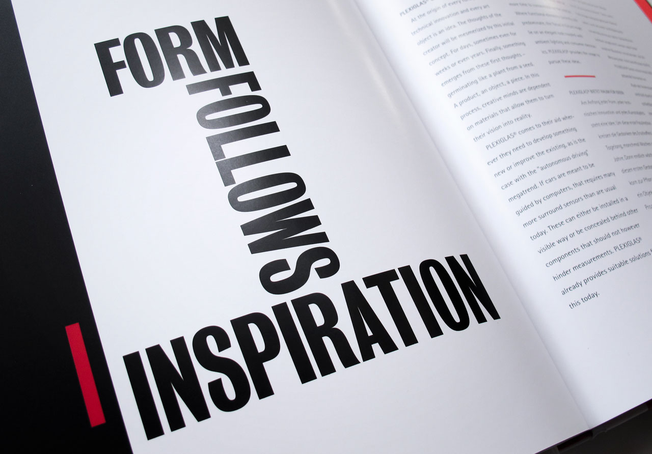 The Book of Possibilities – Inspiring Design with PLEXIGLAS®: Kapiteltitelseite „Form follows Inspiration“