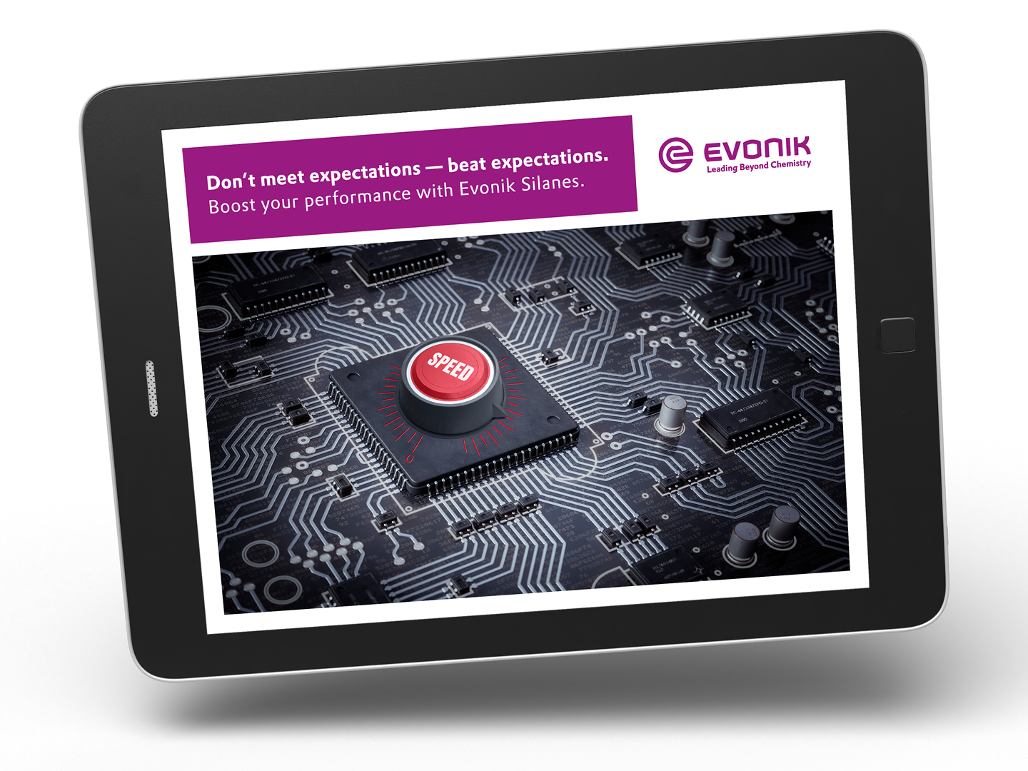 Das Motiv „Computerchip“ aus der „Potentiometer“-Kampagne für die Silane von Evonik