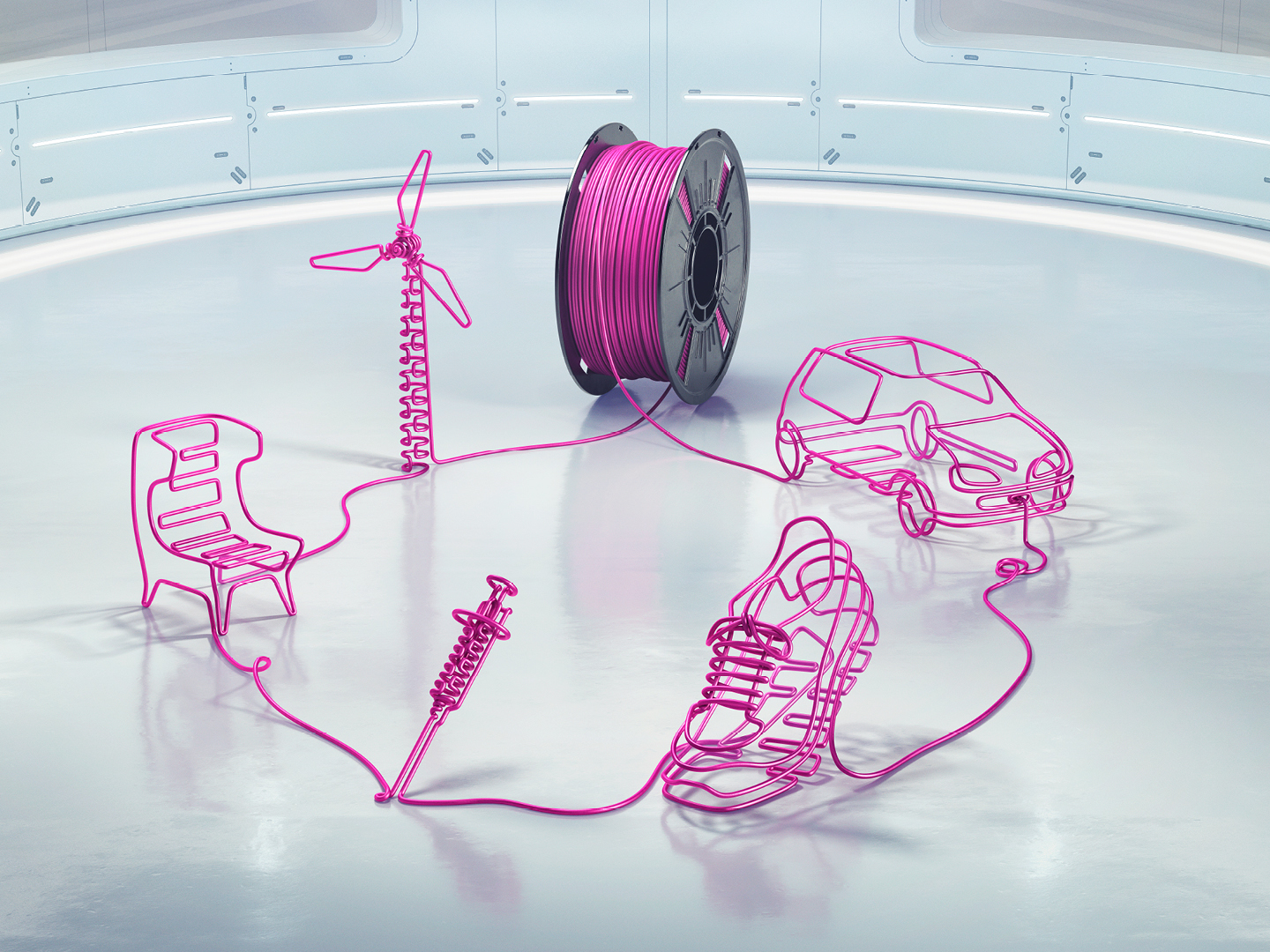 Das Keyvisual „Filament“ für das Circular Plastics Program von Evonik.